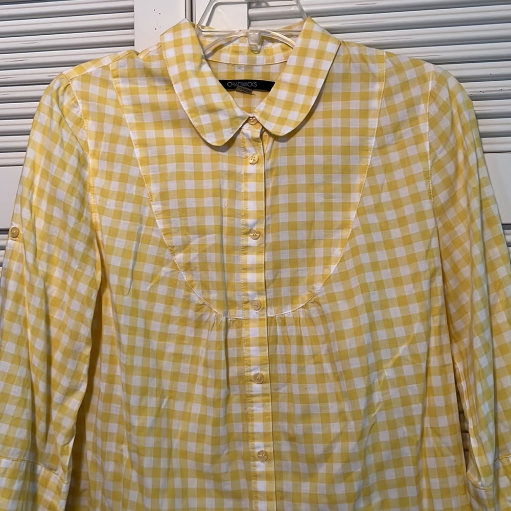 CHADWICKS Yellow Gingham 3/4 Sleeve Blouse - Picture 3 of 7